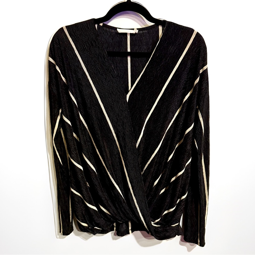 Black and Cream Striped Blouse Size Medium